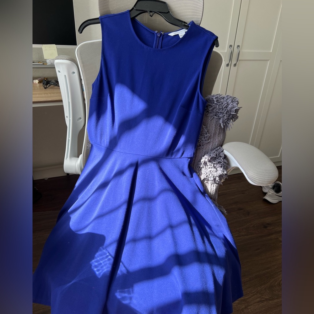 Diane Von Furstenberg Blue Sleeveless A-Line Midi Dress